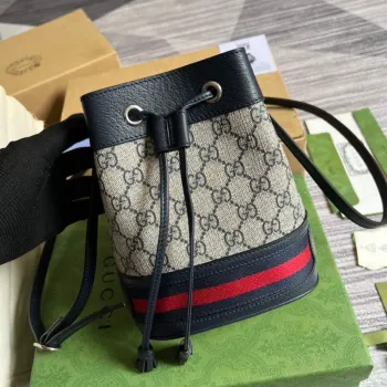Gucci 550620 Ophidia Mini GG Bucket Bag Béžová Modrá