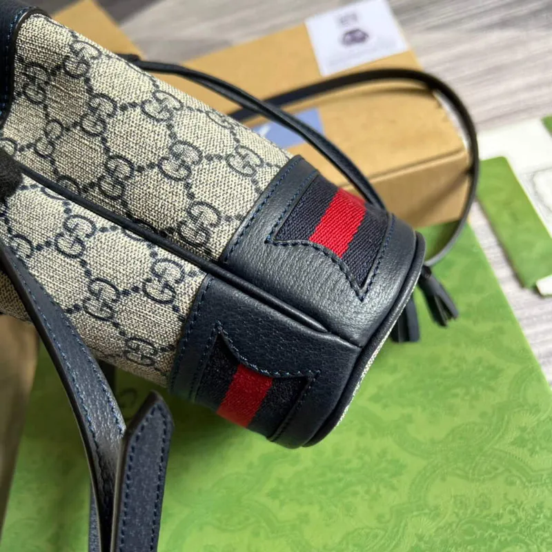 Gucci 550620 Ophidia Mini GG Bucket Bag Béžová Modrá