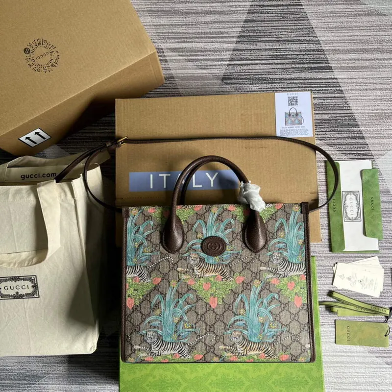 Gucci 659983 GG Malá Tote Taška Hnědá Modrá