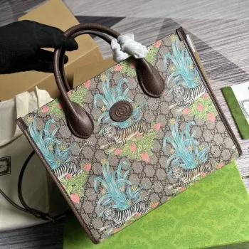 Gucci 659983 GG Malá Tote Taška Hnědá Modrá