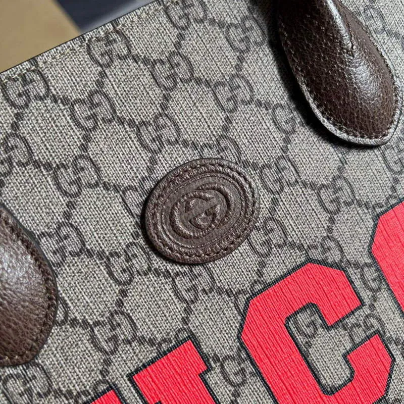 Gucci 659983 GG Malá Taška Tote Hnědá Červená