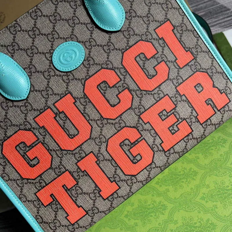 Gucci 659983 GG Malá Taška přes Rameno Modrá Oranžová