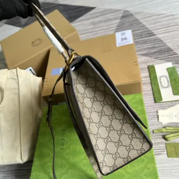 Gucci 681696 The Hacker Project Střední taška ve tvaru přesýpacích hodin Béžová a ebenová