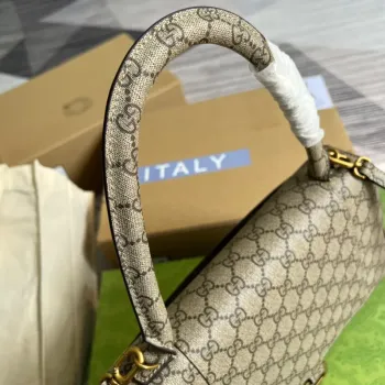 Gucci 681696 The Hacker Project Střední taška ve tvaru přesýpacích hodin Béžová a ebenová