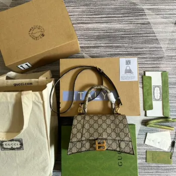 Gucci 681697 The Hacker Project: Malá taška ve tvaru přesýpacích hodin — Béžová a ebenová