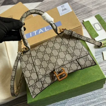 Gucci 681697 The Hacker Project Malá taška ve tvaru přesýpacích hodin Béžová a ebenová