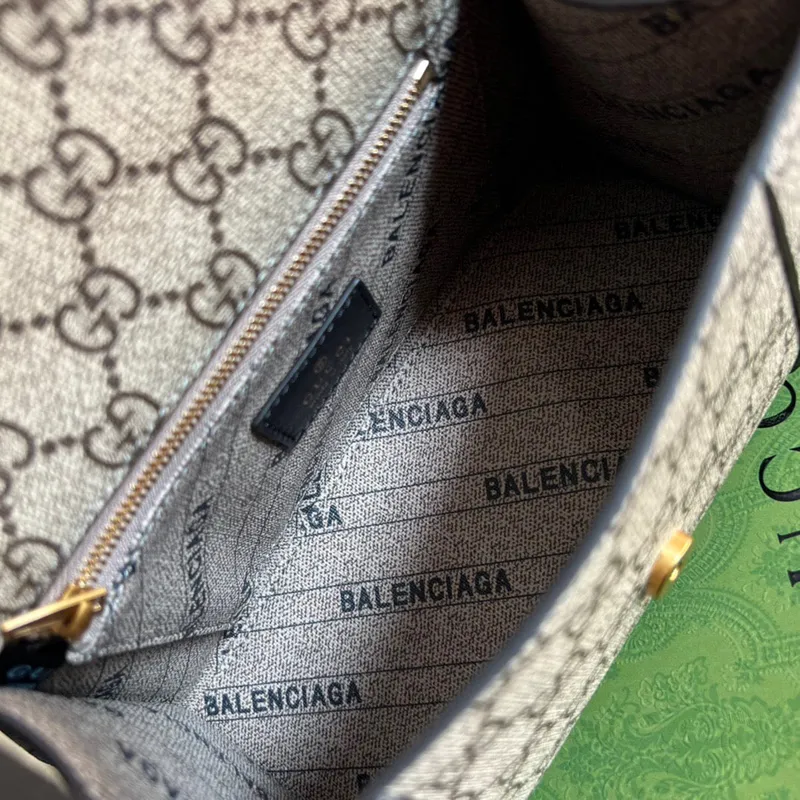 Gucci 681697 The Hacker Project Malá taška ve tvaru přesýpacích hodin Béžová a ebenová