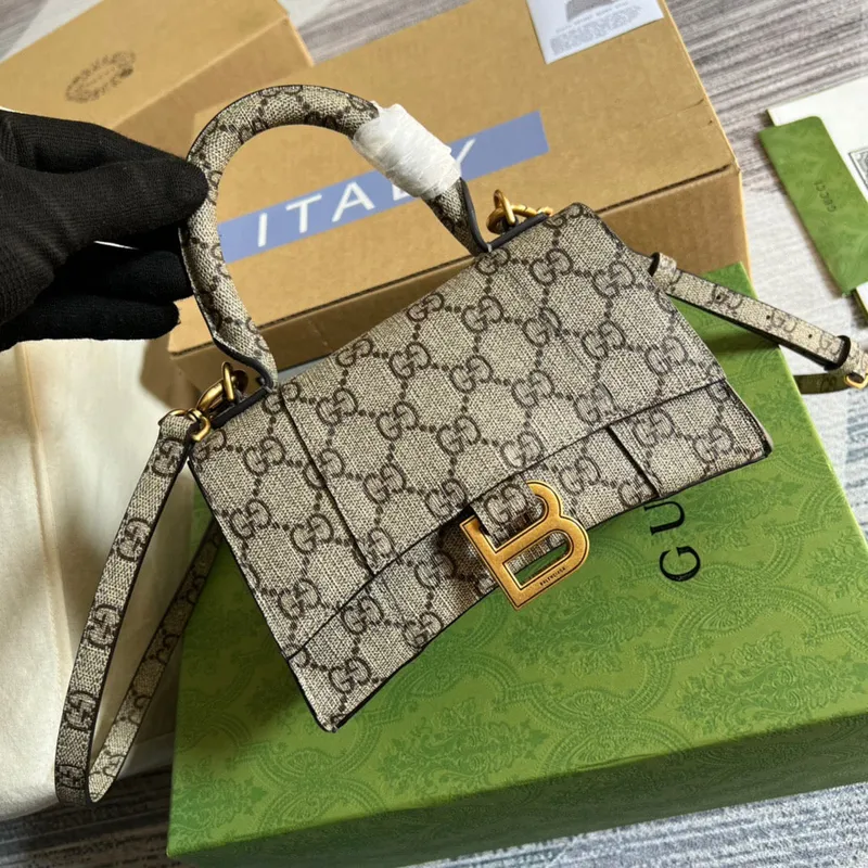Gucci 681695 The Hacker Project Mini Hourglass taška Béžová a ebenová