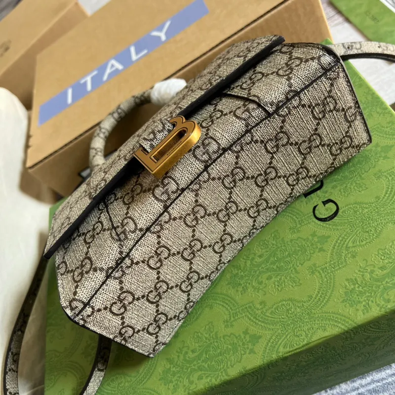 Gucci 681695 The Hacker Project Mini Hourglass taška Béžová a ebenová
