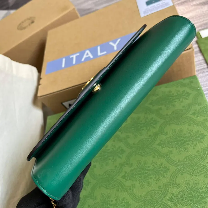 Gucci 675795 GG Velká kabelka s rukojetí a bambusovým detailem zelená