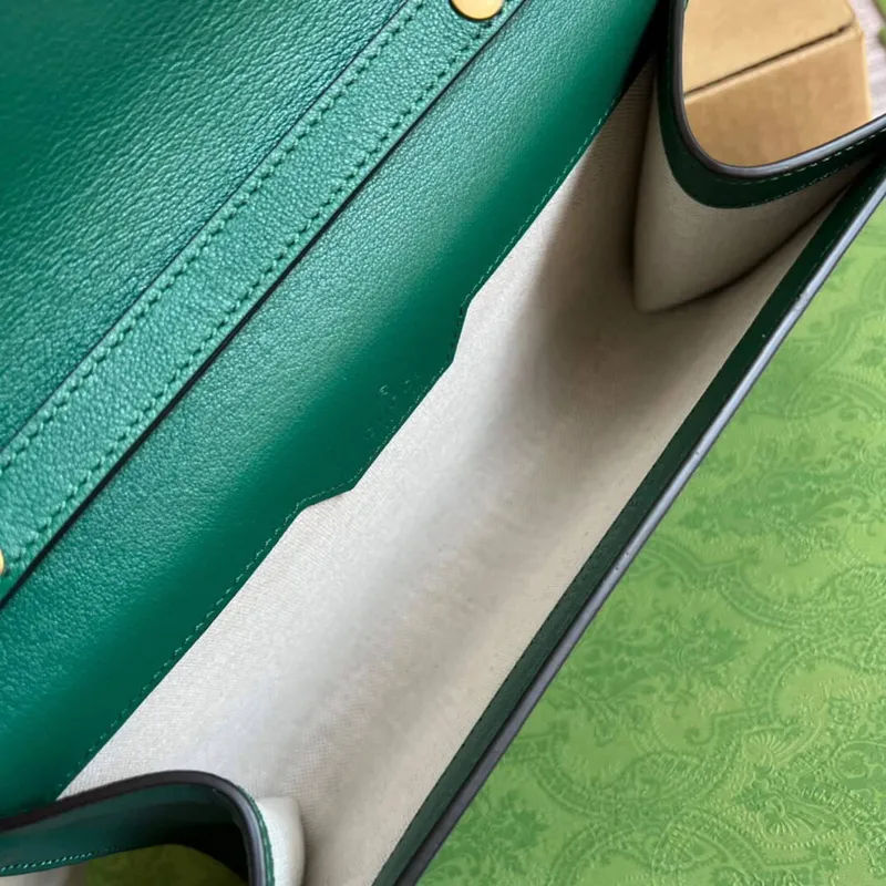 Gucci 675795 GG Velká kabelka s rukojetí a bambusovým detailem zelená