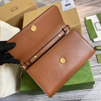 Gucci 675795 GG Velká taška s horním madlem s bambusem hnědá