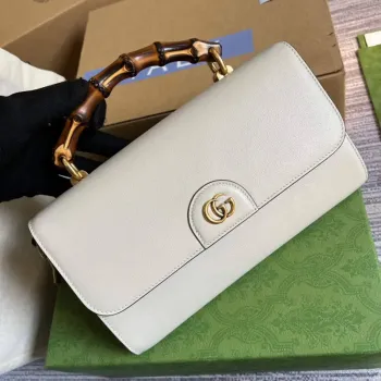Gucci 675795 GG Velká taška s horním madlem s bambusem béžová