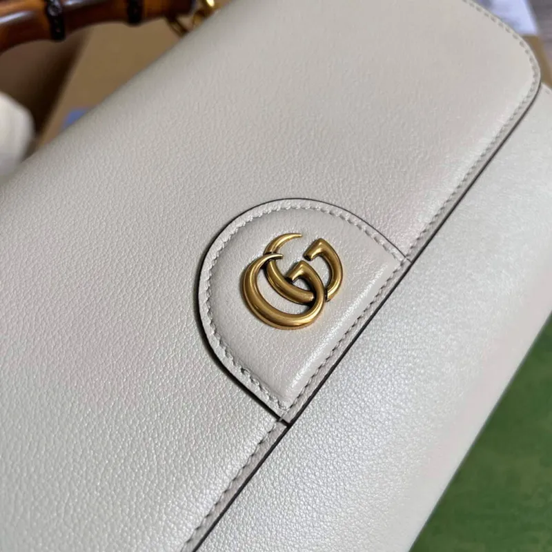 Gucci 675795 GG Velká taška s horním madlem s bambusem béžová