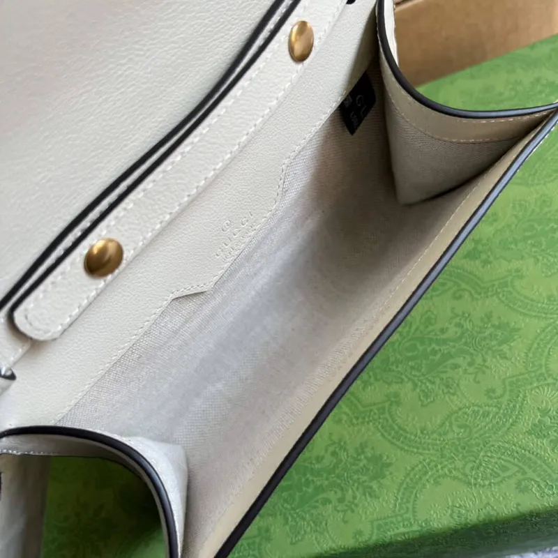 Gucci 675794 GG Malá taška s horním madlem s bambusem béžová