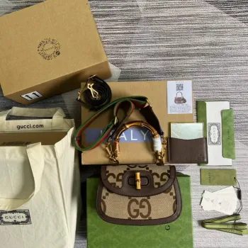 Gucci 675797 Malá Jumbo GG Taška s Bambusem