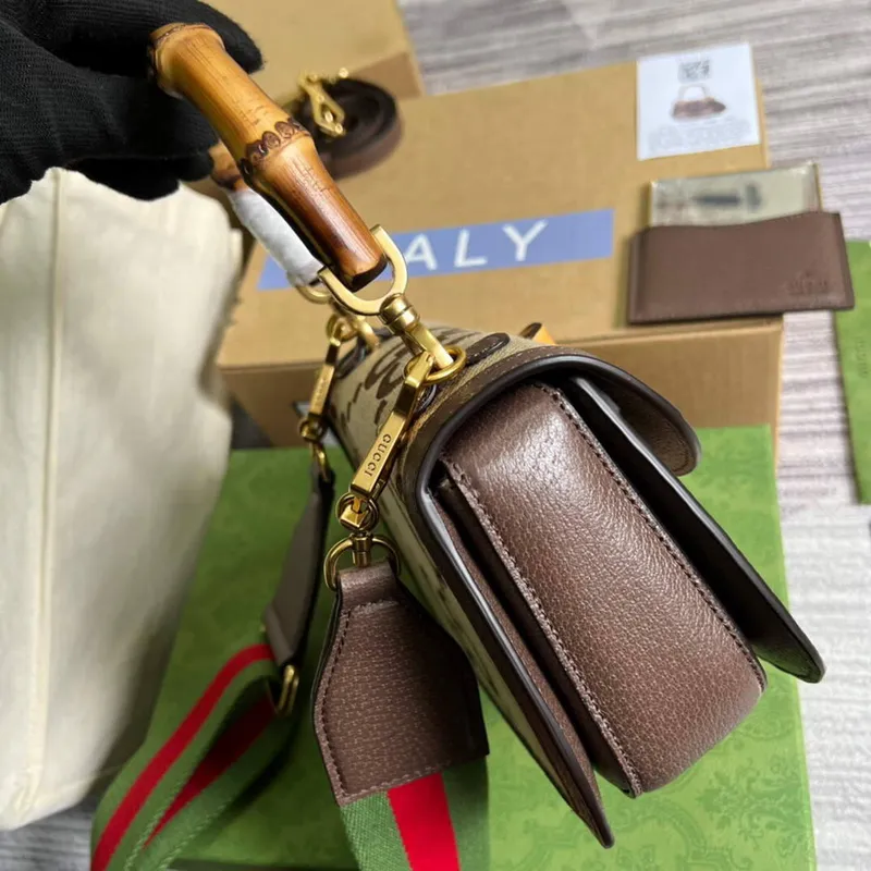 Gucci 675797 Malá Jumbo GG Taška s Bambusem