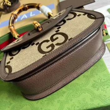 Gucci 675797 Malá Jumbo GG Taška s Bambusem