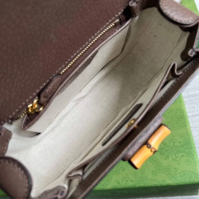 Gucci 675797 Malá Jumbo GG Taška s Bambusem