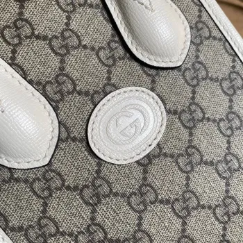 Gucci 671623 Mini Tote Bag s propleteným G bílá