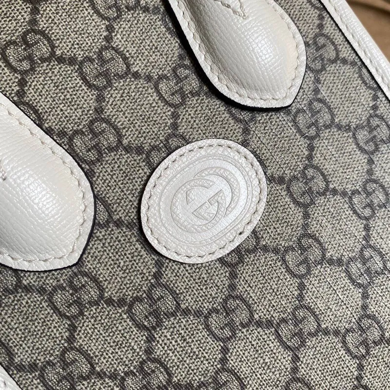 Gucci 671623 Mini Tote Bag s propleteným G bílá
