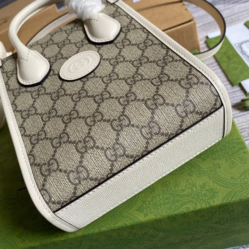Gucci 671623 Mini Tote Bag s propleteným G bílá