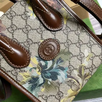 Gucci 671623 Mini Tote Bag s propleteným G hnědá