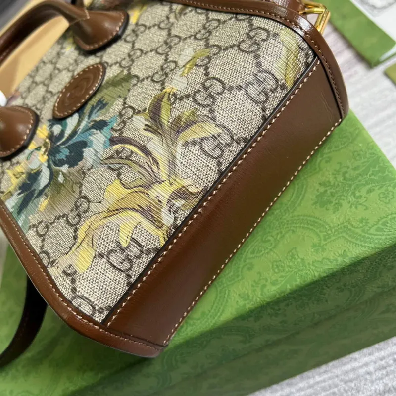 Gucci 671623 Mini Tote Bag s propleteným G hnědá