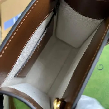 Gucci 671623 Mini Tote Bag s propleteným G hnědá