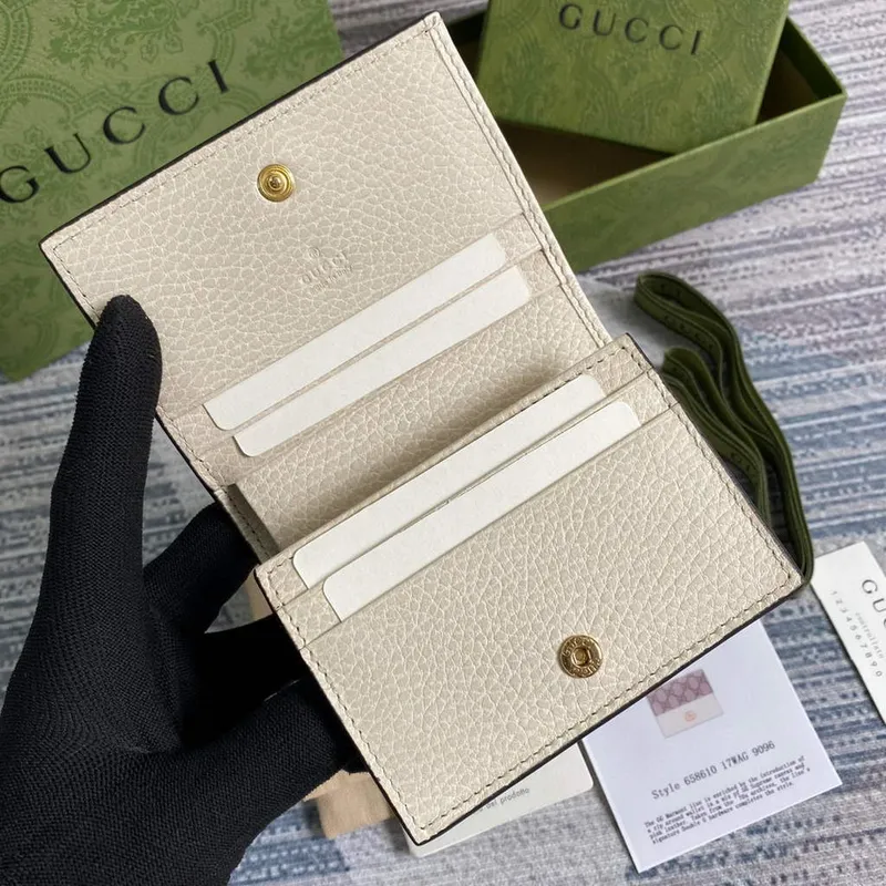 Gucci 658610 GG Marmont Karta Pouzdro Peněženka Bílá