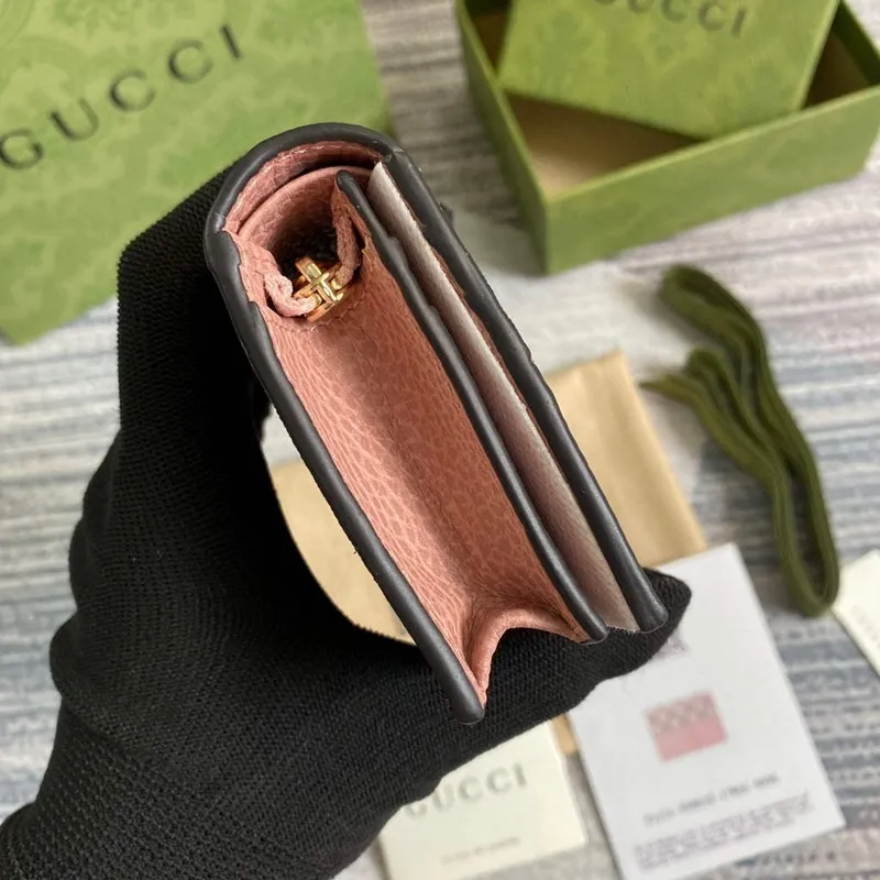 Gucci 658610 GG Marmont Karta Peněženka Růžová