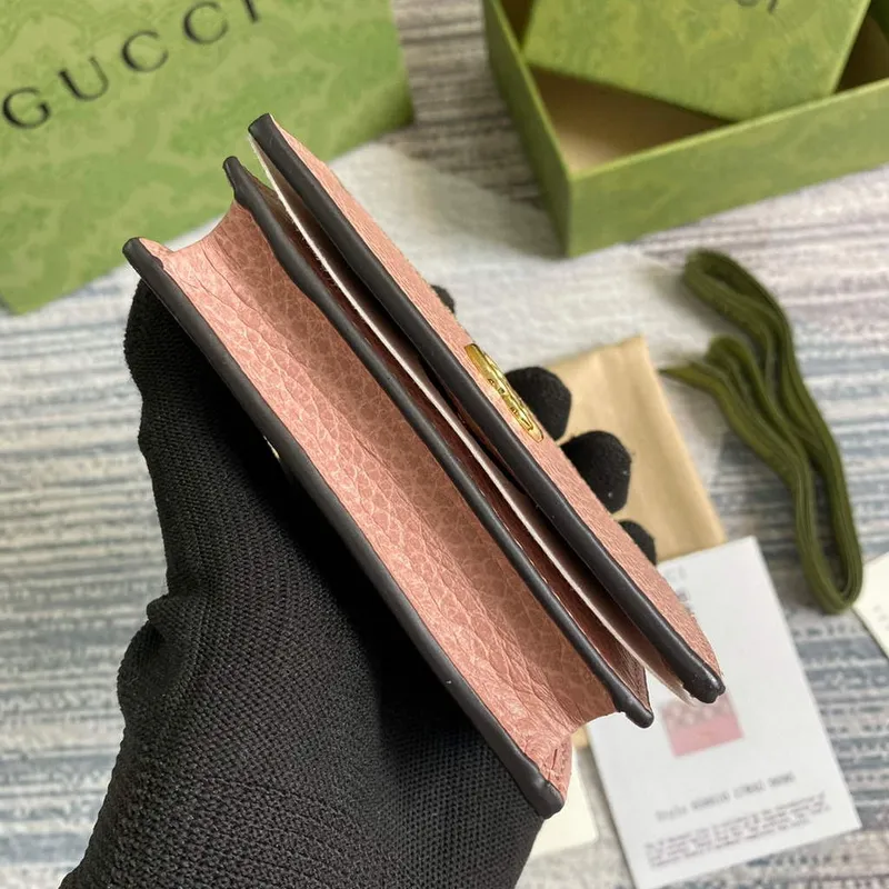 Gucci 658610 GG Marmont Karta Peněženka Růžová