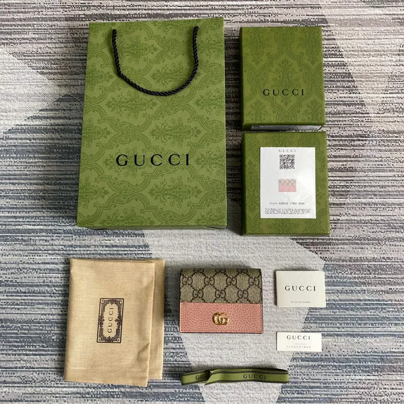 Gucci 658610 GG Marmont Karta Peněženka Růžová