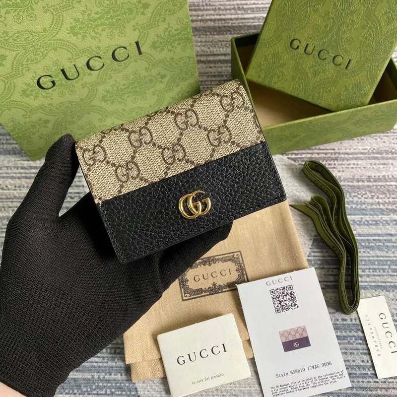 Gucci 658610 GG Marmont Karta Pouzdro Peněženka Černá