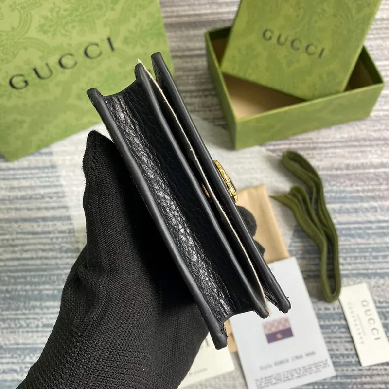Gucci 658610 GG Marmont Karta Pouzdro Peněženka Černá