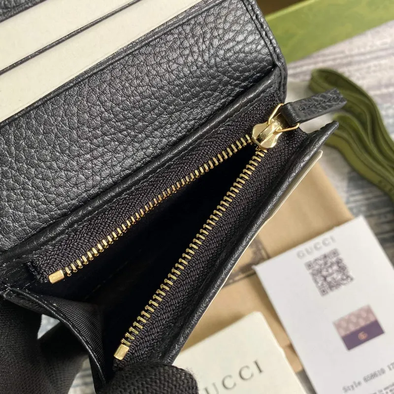 Gucci 658610 GG Marmont Karta Pouzdro Peněženka Černá