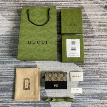 Gucci 658610 GG Marmont Karta Pouzdro Peněženka Černá