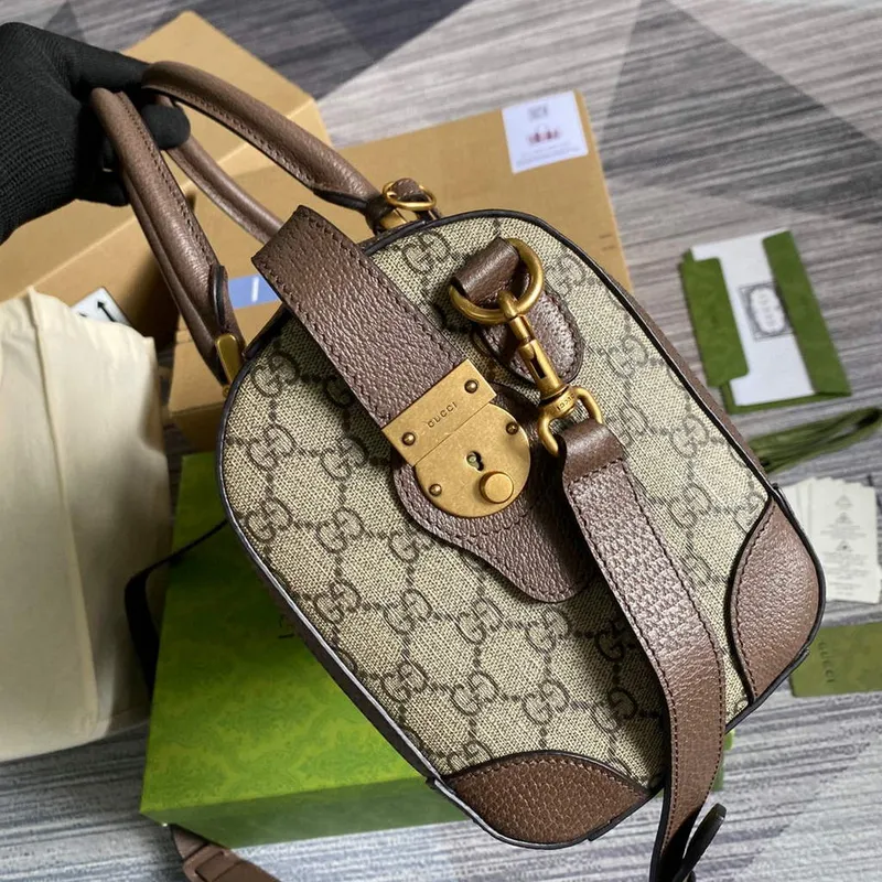Gucci 645017 GG Malá taška přes rameno s webem Hnědá