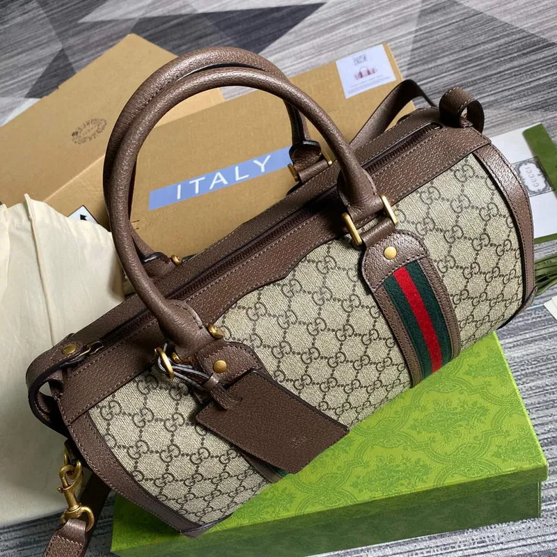 Gucci 645017 GG Malá taška přes rameno s webem Hnědá