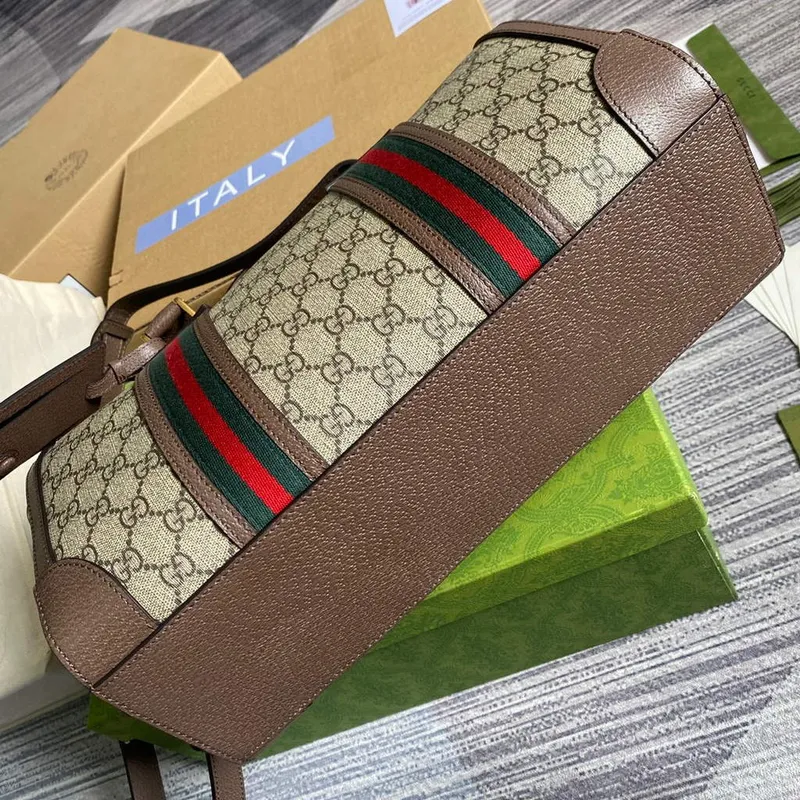 Gucci 645017 GG Malá taška přes rameno s webem Hnědá