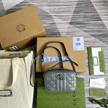 Gucci 634936 GG Marmont Mini Kabelka přes rameno Šedá