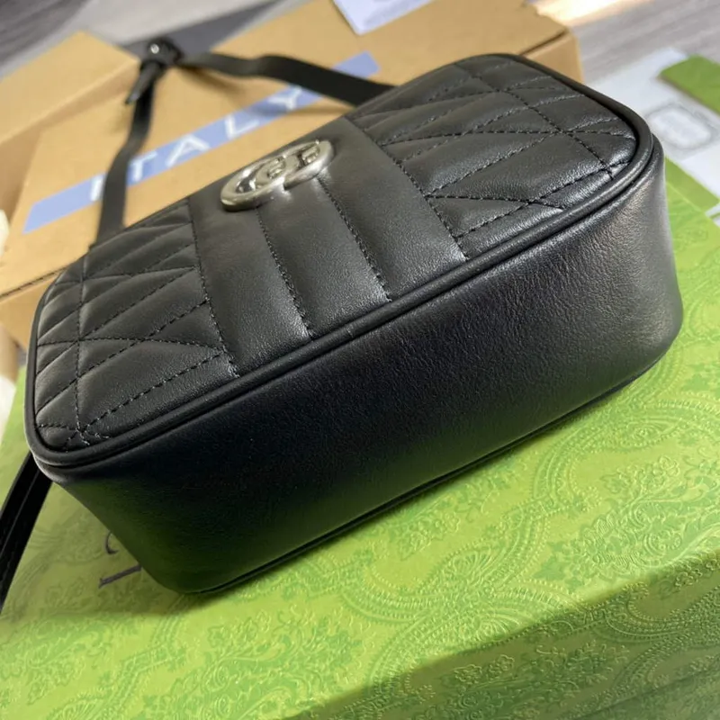 Gucci 634936 GG Marmont Mini Ramenní Taška Černá