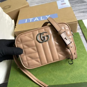 Gucci 634936 GG Marmont Mini Ramenní Taška Meruňková