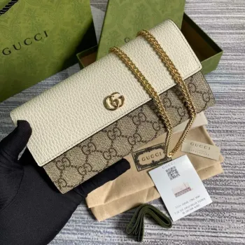 Gucci 546585 GG Marmont Řetězová peněženka Bílá