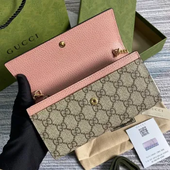 Gucci 546585 GG Marmont Řetězová Peněženka Růžová