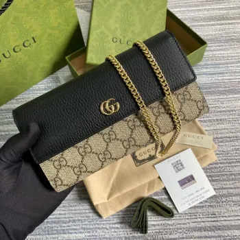 Gucci 546585 GG Marmont Řetízková Peněženka Černá