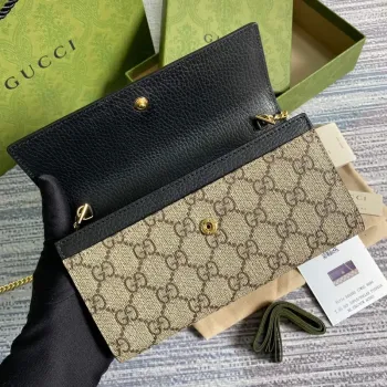 Gucci 546585 GG Marmont Řetízková Peněženka Černá