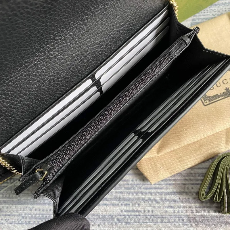 Gucci 546585 GG Marmont Řetízková Peněženka Černá