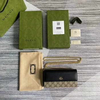 Gucci 546585 GG Marmont Řetízková Peněženka Černá