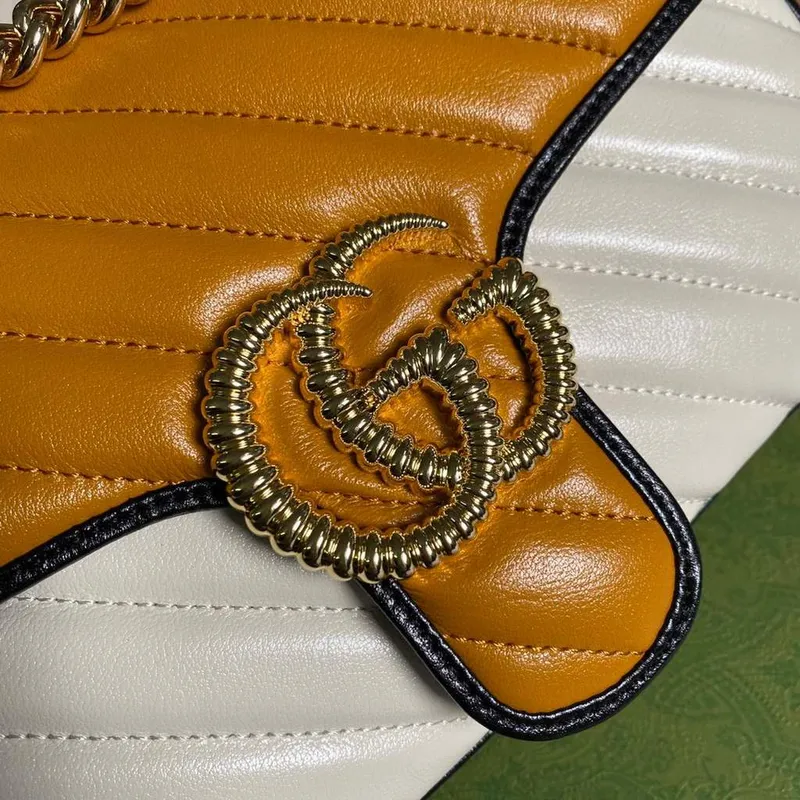 Gucci 443497 GG Marmont Malá Kabelka Přes Rameno Žlutá Bílá